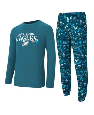 Concepts Sport Men's 2-piece Midnight Green Philadelphia Eagles Chestnut Long Sleeve Top And Pants Set In Blue