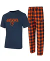 Concepts Sport Men's 2-piece Navy/orange Chicago Bears Avondale T-shirt And Flannel Pants Set In Blue