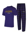 Concepts Sport Men's 2-piece Purple/black Baltimore Ravens Avondale T-shirt And Flannel Pants Set In Multi
