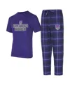 Concepts Sport Men's 2-piece Purple/black Sacramento Kings Vector Top And Flannel Pants Sleep Set In Multi