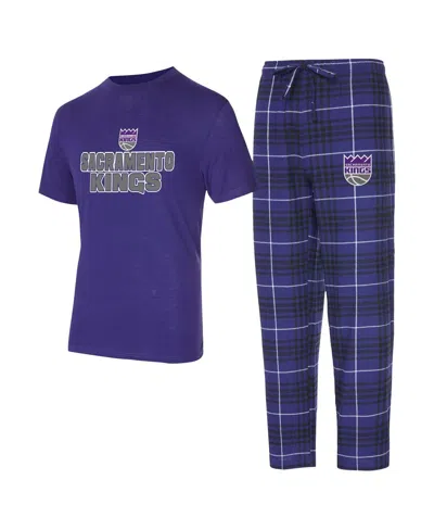 Concepts Sport Men's 2-piece Purple/black Sacramento Kings Vector Top And Flannel Pants Sleep Set In Multi