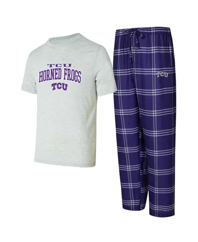 Concepts Sport Men's 2-piece Purple/gray Tcu Horned Frogs Top And Pants Sleep Set In Blue