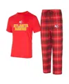 Concepts Sport Men's 2-piece Red/black Atlanta Hawks Vector Top And Flannel Pants Sleep Set In Animal Print