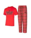 Concepts Sport Men's 2-piece Red/pewter Tampa Bay Buccaneers Vector Top And Flannel Pants Sleep Set In Red