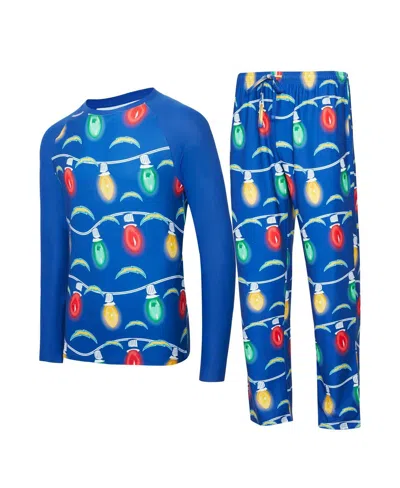 Concepts Sport Men's 2-piece Royal Los Angeles Chargers Garland Knit Raglan Long Sleeve Top And Pants Set In Blue