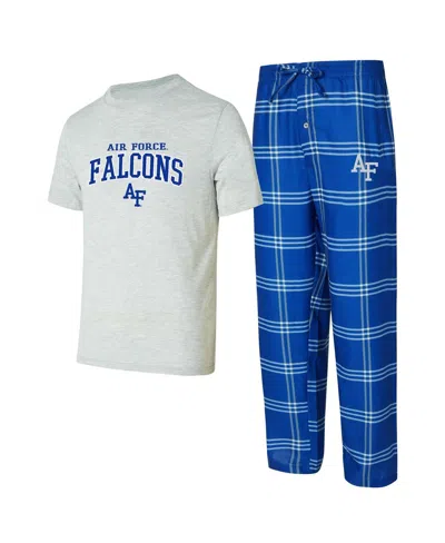 Concepts Sport Men's 2-piece Royal/gray Air Force Falcons Top And Pants Sleep Set In Blue