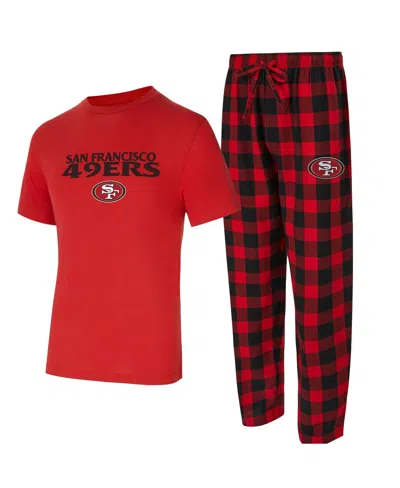 Concepts Sport Men's 2-piece Scarlet/black San Francisco 49ers Avondale T-shirt And Flannel Pants Set In Red