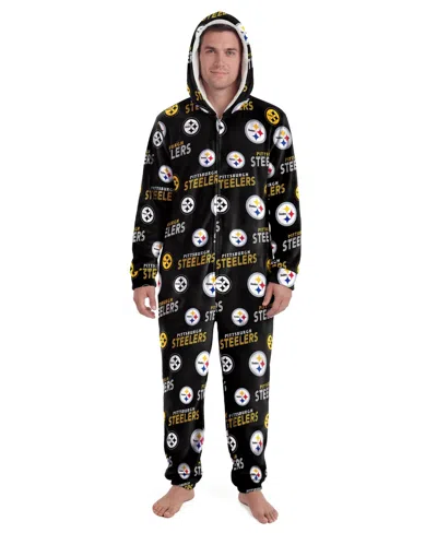 Concepts Sport Men's And Women's Pittsburgh Steelers Sidekick Sherpa-lined Hood Microfleece Union Suit In Black