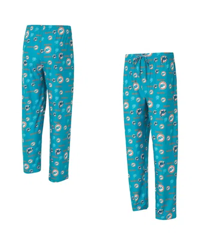Concepts Sport Men's Aqua Miami Dolphins Retro Mosaic Allover Print Knit Pants In Blue