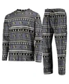 Concepts Sport Men's Black Colorado Buffaloes Ugly Sweater Long Sleeve T-shirt And Pants Sleep Set In Gray