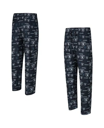 Concepts Sport Men's Black Las Vegas Raiders Mosaic All Over Print Pants In Blue