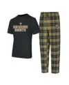 Concepts Sport Men's Black/ New Orleans Saints Vector T-shirt Flannel Pants Sleep Set In Black