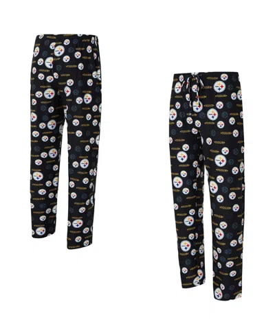 CONCEPTS SPORT MEN'S BLACK PITTSBURGH STEELERS MOSAIC ALL OVER PRINT PANTS