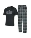 Concepts Sport Men's Black/gray Las Vegas Raiders Vector T-shirt Flannel Pants Sleep Set In Black,gray