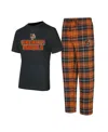 Concepts Sport Men's Black/orange Cincinnati Bengals Vector T-shirt Flannel Pants Sleep Set In Black,orange