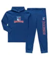 Concepts Sport Men's Blue New York Rangers Big And Tall Pullover Hoodie And Joggers Sleep Set In Blue