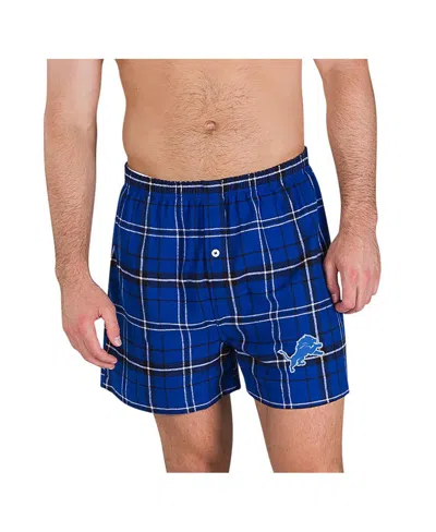 Concepts Sport Men's Blue/black Detroit Lions Ultimate Flannel Boxers In Multi