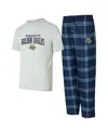 Concepts Sport Men's Blue/gray Marquette Golden Eagles T-shirt Pants Sleep Set In Blue,gray