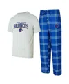 Concepts Sport Men's Boise State Broncos T-shirt Pants Sleep Set In Royal,gray