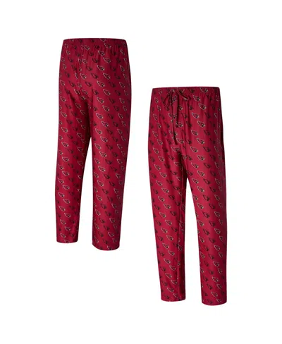 Concepts Sport Men's Cardinal Arizona Cardinals Record Allover Print Knit Pants In Burgundy