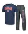 Concepts Sport Men's Charcoal/navy Cleveland Guardians Meter T-shirt Pants Sleep Set In Charcoal,navy