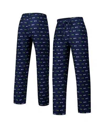 Concepts Sport Men's College Navy Seattle Seahawks Record Allover Print Knit Pants In Blue