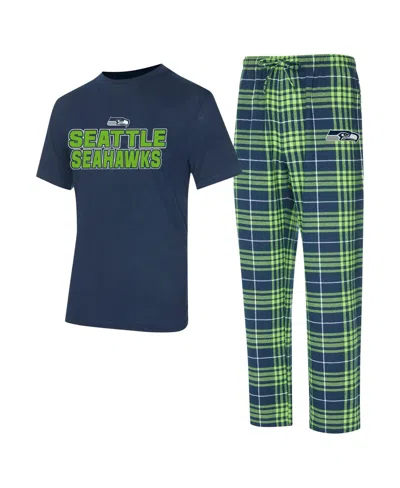Concepts Sport Men's College Navy/ Seattle Seahawks Vector T-shirt Flannel Pants Sleep Set