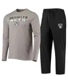 Concepts Sport Men's  Black And Gray Brooklyn Nets Long Sleeve T-shirt And Pants Sleep Set In Black,gray