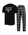 Concepts Sport Men's  Black And Gray Chicago White Sox Badge T-shirt And Pants Sleep Set In Black,gray
