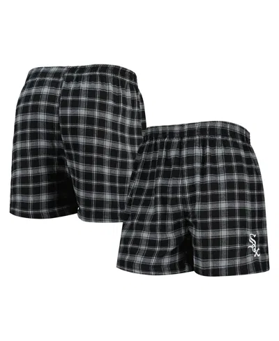 Concepts Sport Men's  Black, Gray Chicago White Sox Ledger Flannel Boxers In Black,gray