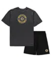 Concepts Sport Men's  Black, Heathered Charcoal Boston Bruins Big And Tall T-shirt And Shorts Sleep S In Black,heathered Charcoal