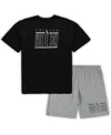 Concepts Sport Men's  Black, Heathered Gray Chicago White Sox Big And Tall T-shirt And Shorts Sleep S In Black,heathered Gray