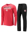 Concepts Sport Men's  Black, Red Atlanta Hawks Long Sleeve T-shirt And Pants Sleep Set In Black,red