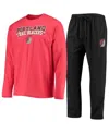 Concepts Sport Men's  Black, Red Portland Trail Blazers Long Sleeve T-shirt And Pants Sleep Set In Black,red