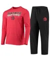 Concepts Sport Men's  Black, Red Toronto Raptors Long Sleeve T-shirt And Pants Sleep Set In Black,red