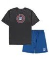 Concepts Sport Men's  Blue, Heathered Charcoal New York Rangers Big And Tall T-shirt And Shorts Sleep In Blue,heathered Charcoal