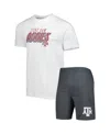 Concepts Sport Men's  Charcoal, White Texas A&m Aggies Downfield T-shirt And Shorts Set In White