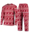 Concepts Sport Men's  Crimson Alabama Crimson Tide Ugly Sweater Knit Long Sleeve Top And Pant Set In Red