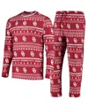 Concepts Sport Men's  Crimson Oklahoma Sooners Ugly Sweater Knit Long Sleeve Top And Pant Set In Crimson