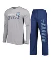 Concepts Sport Men's  Deep Sea Blue, Gray Seattle Kraken Meter Long Sleeve T-shirt And Pants Sleep Se In Deep Sea Blue,gray
