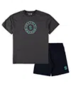 Concepts Sport Men's  Deep Sea Blue, Heathered Charcoal Seattle Kraken Big And Tall T-shirt And Short In Deep Sea Blue,heathered Charcoal
