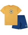 Concepts Sport Men's  Gold, Royal Golden State Warriors Big And Tall T-shirt And Shorts Sleep Set In Gold,royal