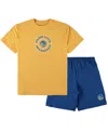 Concepts Sport Men's  Gold, Royal Golden State Warriors Big And Tall T-shirt And Shorts Sleep Set In Gold,royal