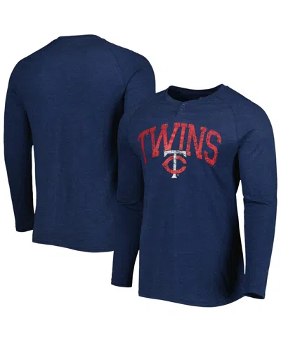 Concepts Sport Men's  Heather Navy Minnesota Twins Inertia Raglan Long Sleeve Henley T-shirt In Blue