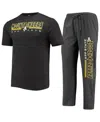 Concepts Sport Men's  Heathered Charcoal And Black Appalachian State Mountaineers Meter T-shirt And P In Heathered Charcoal,black