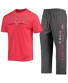 Concepts Sport Men's  Heathered Charcoal And Cardinal San Diego State Aztecs Meter T-shirt And Pants In Heathered Charcoal,cardinal