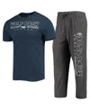 Concepts Sport Men's  Heathered Charcoal And Navy Nevada Wolf Pack Meter T-shirt And Pants Sleep Set In Heathered Charcoal,navy