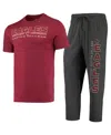Concepts Sport Men's  Heathered Charcoal, Maroon Boston College Eagles Meter T-shirt And Pants Sleep In Heathered Charcoal,maroon