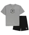Concepts Sport Men's  Heathered Gray, Black Brooklyn Nets Big And Tall T-shirt And Shorts Sleep Set In Heathered Gray,black