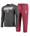 Concepts Sport Men's  Maroon, Heathered Charcoal Boston College Eagles Meter Long Sleeve T-shirt And In Maroon,heather Charcoal